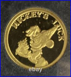 Mickey Mouse Pure Gold Coin 1/4 oz Disney 1987 clear case serial card Mint Rare