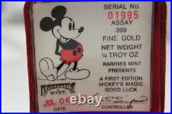 Mickey's Magic Good Luck 1/4 Oz. 999 Fine Gold Disney Rarities Mint Coin #01995