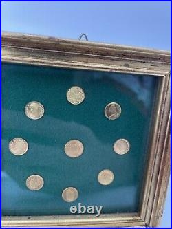 Mini Gold Coin Collection In Wood Frame