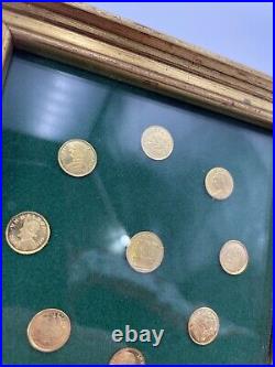 Mini Gold Coin Collection In Wood Frame