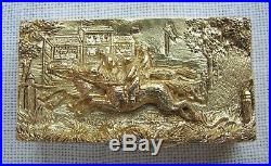 Mint 9kt Gold 39 Grams 3-d Horse Racing Scene Snuff Box 8 Hallmarks London 1970