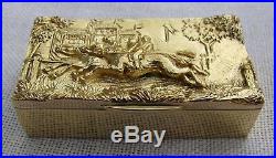 Mint 9kt Gold 39 Grams 3-d Horse Racing Scene Snuff Box 8 Hallmarks London 1970