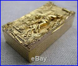 Mint 9kt Gold 39 Grams 3-d Horse Racing Scene Snuff Box 8 Hallmarks London 1970