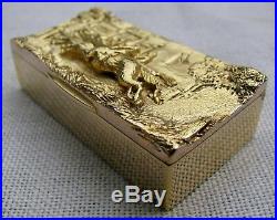 Mint 9kt Gold 39 Grams 3-d Horse Racing Scene Snuff Box 8 Hallmarks London 1970