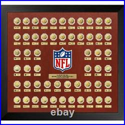 NFL Super Bowl Gold Flip Coin Collection (55 Coin Set Framed)