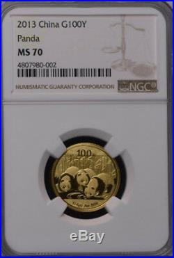 NGC MS70 2013 China Panda 1/4oz Gold Coin
