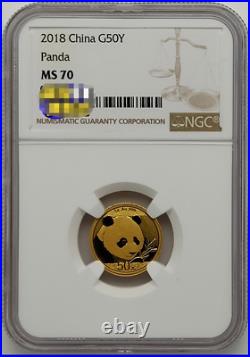 NGC MS 70 2018 China G50Y Panda ULTRA CAMEO Collection 3g Panda Gold Coin