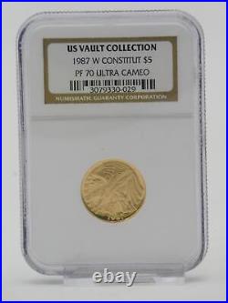 NGC US Vault Collection 1987 W Constitution PF70 Ultra Cameo $5 Gold Coin #29