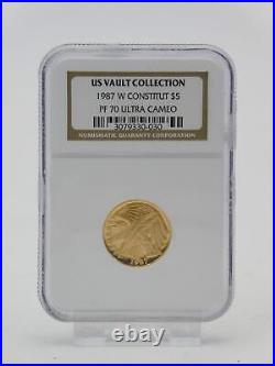 NGC US Vault Collection 1987 W Constitution PF70 Ultra Cameo $5 Gold Coin #30