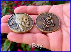 Navy Seal Team 6 DEVGRU NSW Gold Indian Skull Tribe Bone Frog Challenge Coin CPO