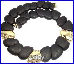 New! Roberto Coin 18k Yellow Gold Capri Collection Ddiamond Ebony Wood Necklace