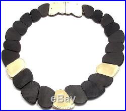 New! Roberto Coin 18k Yellow Gold Capri Collection Ddiamond Ebony Wood Necklace