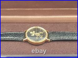 New Vintage Disney Bradley Gold & Black Coin Mickey Mouse Pie Eye Watch Mint
