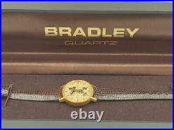 New Vintage Disney Bradley Mickey Mouse Gold Coin Pie Eye Ladies Watch Mint