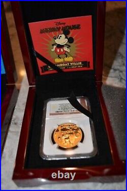 New Zealand Mint Disney Donald Duck & Mickey Mouse 1 Oz. $200 Gold Coins Set NIB