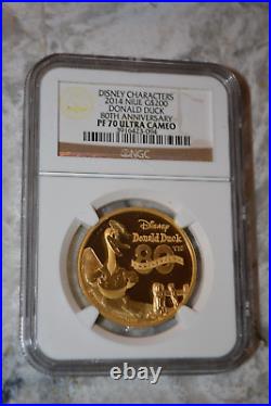 New Zealand Mint Disney Donald Duck & Mickey Mouse 1 Oz. $200 Gold Coins Set NIB