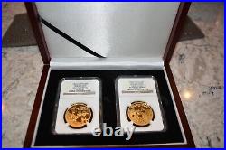 New Zealand Mint Disney Donald Duck & Mickey Mouse 1 Oz. $200 Gold Coins Set NIB