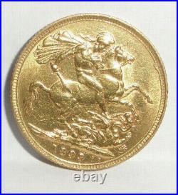 Nice 22k gold coin Queen Victoria Sovereign 1899 8gr 5.1dwt