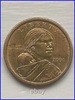 No Edge Writing 2000 D Sacagawea Collectable One Dollar Coin Us Liberty Gold