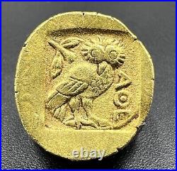 Old Antique Ancient Greek Attica Athens Antiquities Gold Coin Pendant 17 k 3.7 G