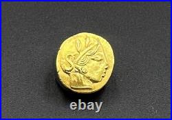 Old Antique Ancient Greek Attica Athens Antiquities Gold Coin Pendant 17 k 3.7 G