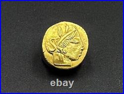 Old Antique Ancient Greek Attica Athens Antiquities Gold Coin Pendant 17 k 3.7 G