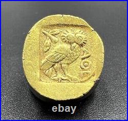 Old Antique Ancient Greek Attica Athens Antiquities Gold Coin Pendant 17 k 3.7 G