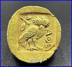 Old Antique Ancient Greek Attica Athens Antiquities Gold Coin Pendant 17 k 3.7 G