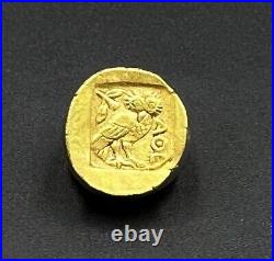 Old Antique Ancient Greek Attica Athens Antiquities Gold Coin Pendant 17 k 3.7 G