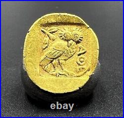 Old Antique Ancient Greek Attica Athens Antiquities Gold Coin Pendant 17 k 3.7 G