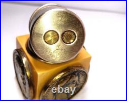 Old Vintage Rare Unique Evans Gold Toned Coins Ancient Table Top Lighter