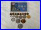 Old us coin collection wheat pennies, silver coins and gold plated coins