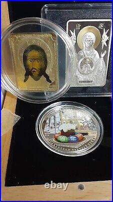 Orthodox Shrines eastern silver(gold gilded) coins super rare collection+bonus