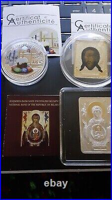 Orthodox Shrines eastern silver(gold gilded) coins super rare collection+bonus