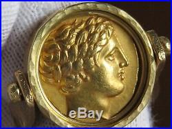 Outstanding Men's Custom Gold Greek Coin Ring 22.7 grams, Size 13, No Reserve