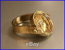 Outstanding Men's Custom Gold Greek Coin Ring 22.7 grams, Size 13, No Reserve