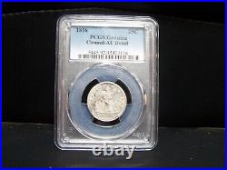 PLEASE READ CIVIL WAR 1 DUG 1858 Liberty Seated QUARTER AU Details PCGS