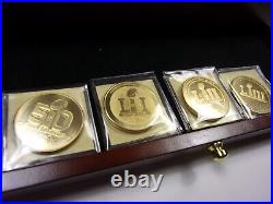 PREOWNED NFL SUPERBOWL COMMEMORATIVE 4 GOLD COIN COLLECTION WithCASE & CERTS