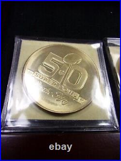 PREOWNED NFL SUPERBOWL COMMEMORATIVE 4 GOLD COIN COLLECTION WithCASE & CERTS