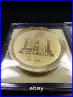 PREOWNED NFL SUPERBOWL COMMEMORATIVE 4 GOLD COIN COLLECTION WithCASE & CERTS