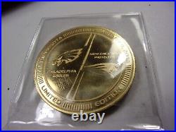 PREOWNED NFL SUPERBOWL COMMEMORATIVE 4 GOLD COIN COLLECTION WithCASE & CERTS