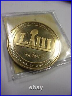 PREOWNED NFL SUPERBOWL COMMEMORATIVE 4 GOLD COIN COLLECTION WithCASE & CERTS