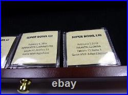 PREOWNED NFL SUPERBOWL COMMEMORATIVE 4 GOLD COIN COLLECTION WithCASE & CERTS