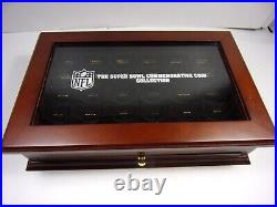 PREOWNED NFL SUPERBOWL COMMEMORATIVE 4 GOLD COIN COLLECTION WithCASE & CERTS