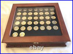 PRESIDENTIAL DOLLAR $ 37 PCS COIN SET With Display BOX Gold Platinum Highlighted