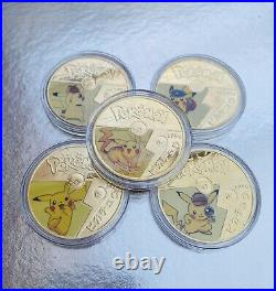 Pokemon Charizard Gold &Silver Collectible Coins Card Gift Set Souvenir Complete