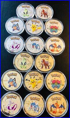 Pokemon gold and silver collectable coins Charizard mewtwo rare coin bundle