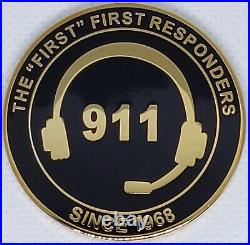 Qty TEN (10) 9-1-1 Dispatcher Thin Gold Line challenge coin 911 telecommunicator