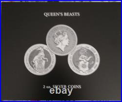 Queens Beasts All together 11 Gilded Silver 2 Oz Collection Boxed