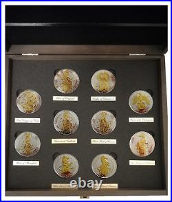 Queens Beasts Silver Gilded Complete Collection Boxed Ten x 2 Oz. 999 Ag Au